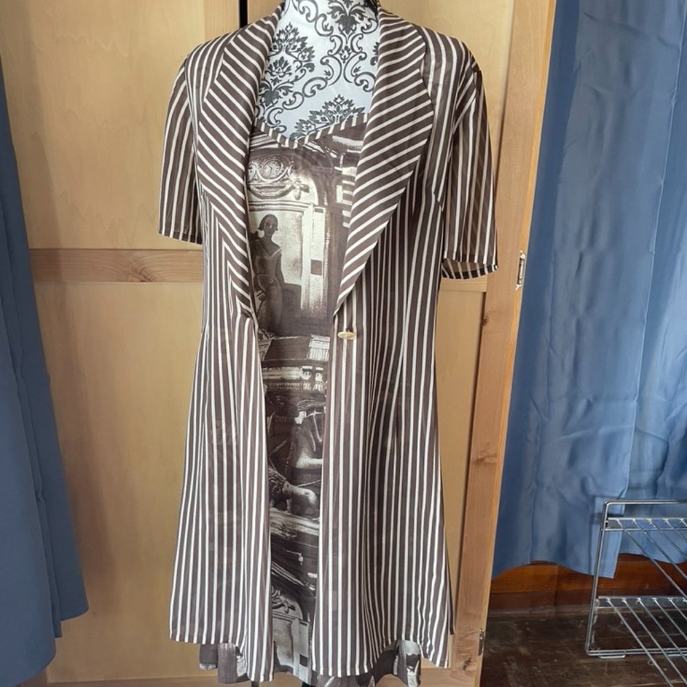 House of Dower Brown and Ivory Dress and Coat Size 12